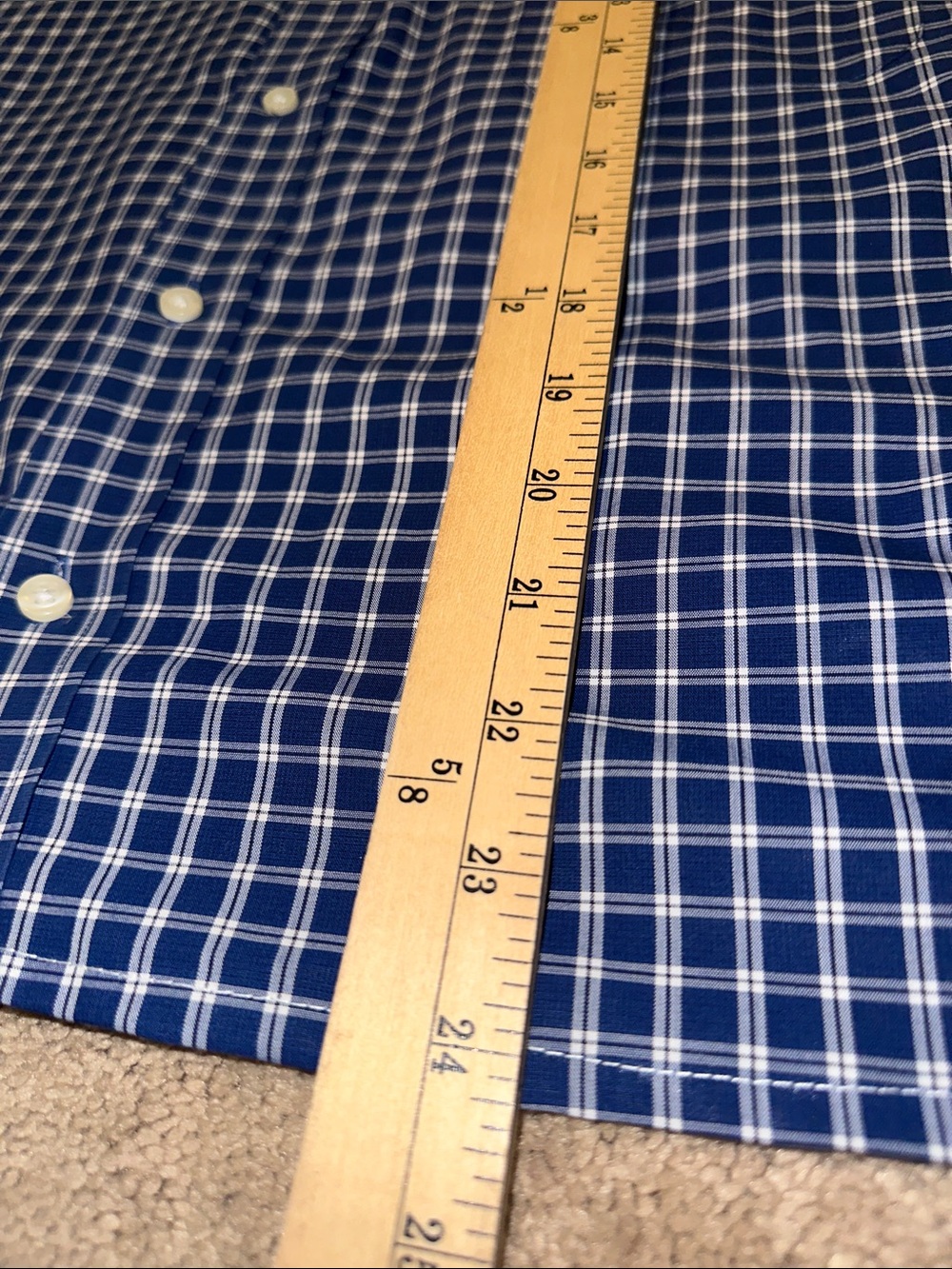 Buttoned Down Women's Navy Check Ruffled collar Button-Down Shirt - Picture 6 of 7